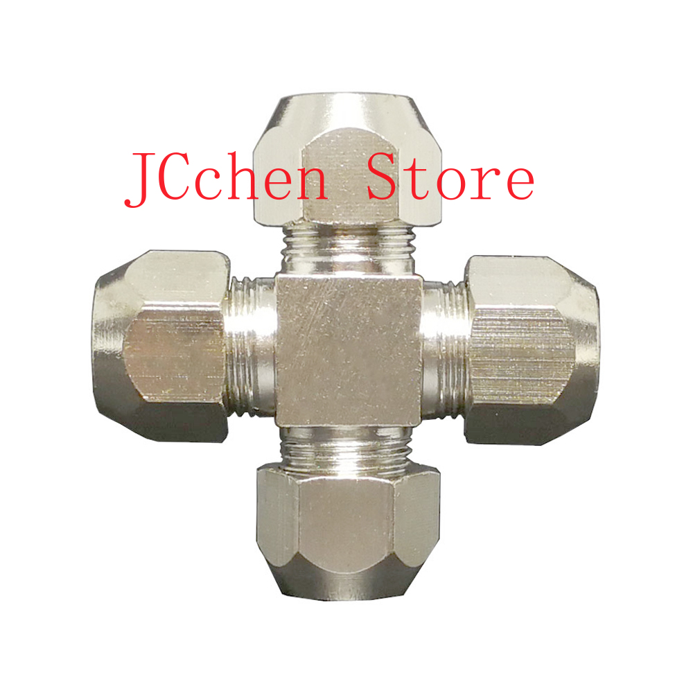 Compression Fitting Brass - Fit 6/8/10/12mm OD Tube Corss 4